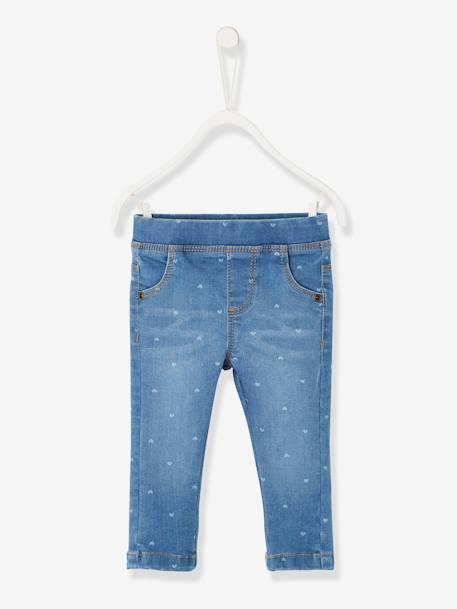 Treggings para bebé niña de denim estampado AZUL OSCURO LAVADO 