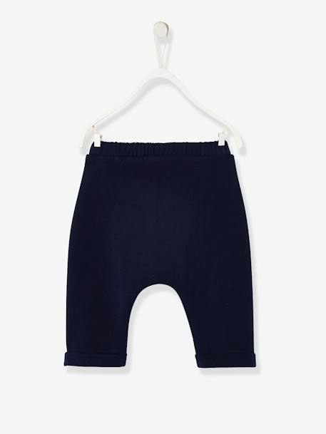 Pantalón de felpa para recién nacido AZUL OSCURO LISO+BEIGE CLARO ESTAMPADO 