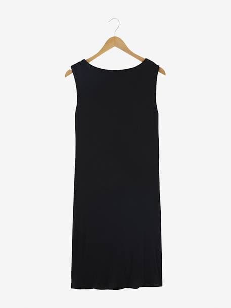 Vestido para embarazo de punto canalé GRIS CLARO JASPEADO+NEGRO OSCURO LISO 