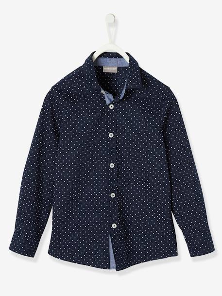 Camisa niño estampada de lunares AZUL CLARO ESTAMPADO+MARRON OSCURO ESTAMPADO+verde pino 