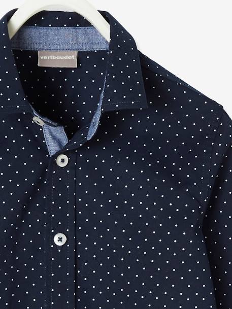 Camisa niño estampada de lunares AZUL CLARO ESTAMPADO+MARRON OSCURO ESTAMPADO+verde pino 