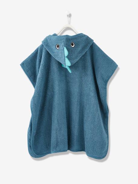 Poncho de baño infantil Dino AZUL MEDIO LISO CON MOTIVOS 