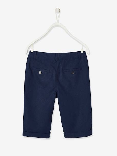 Bermudas de algodón y lino para niño azul+AZUL OSCURO LISO CON MOTIVOS+BEIGE CLARO LISO CON MOTIVOS+verde sauce 