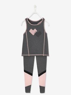 -Conjunto de deporte de camiseta sin mangas + leggings de tejido técnico para niña