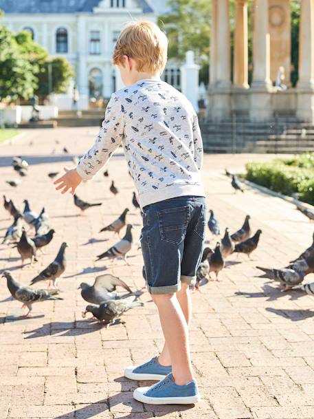 Zapatillas elásticas de tela para niño AZUL MEDIO LISO+GRIS CLARO LISO+VERDE MEDIO ESTAMPADO 