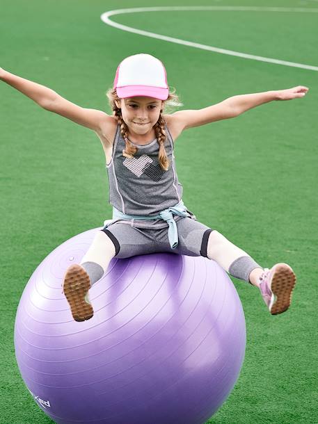 Conjunto de deporte de camiseta sin mangas + leggings de tejido técnico para niña GRIS OSCURO JASPEADO 