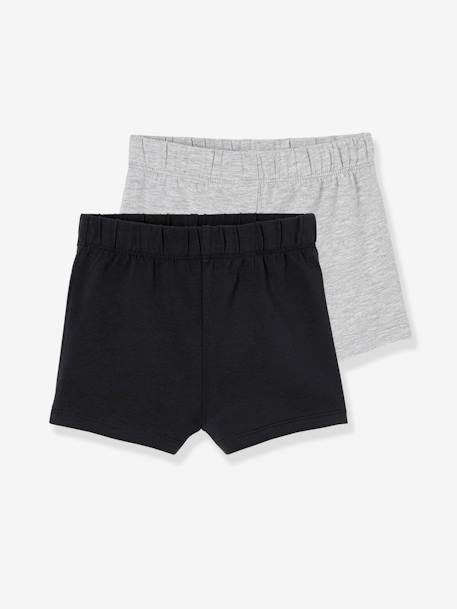 Pack de 2 shorties niña NEGRO OSCURO BICOLOR/MULTICOLO+Rosa claro liso 