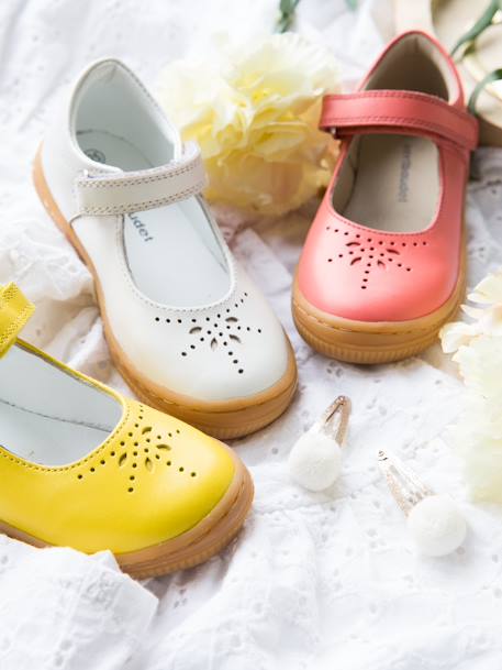 Zapatos tipo babies de piel para niña especial autonomía AMARILLO MEDIO LISO+AMARILLO OSCURO LISO+BLANCO CLARO LISO 