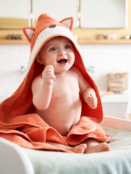 Capa de baño Zorro NARANJA MEDIO LISO CON MOTIVOS 