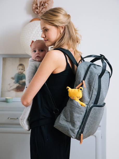 Mochila cambiador Vertbaudet denim bleached+GRIS MEDIO LISO 