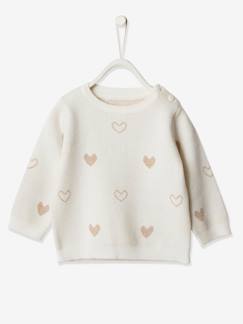 -Jersey jacquard con corazones para bebé niña