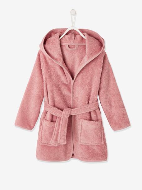 Albornoz infantil personalizable con capucha rosa viejo -