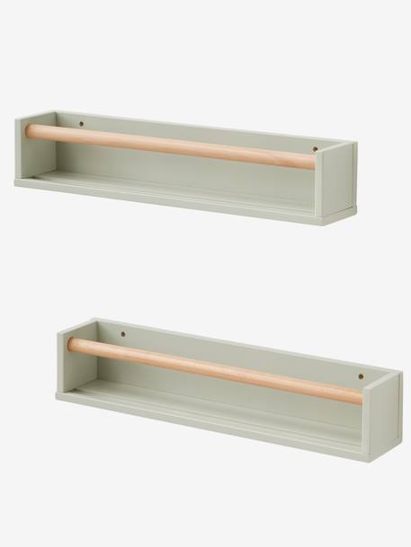 Pack de 2 estantes Blanco / madera+ROSA CLARO LISO+VERDE MEDIO LISO 