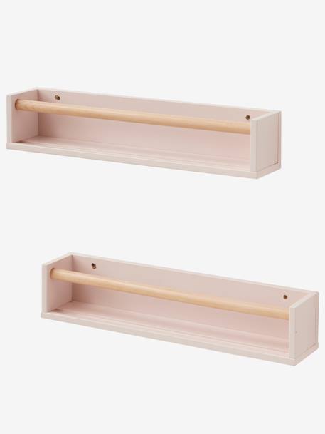 Pack de 2 estantes Blanco / madera+ROSA CLARO LISO+VERDE MEDIO LISO 