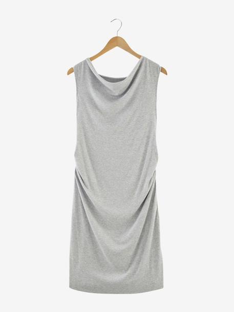 Vestido para embarazo de punto canalé GRIS CLARO JASPEADO+NEGRO OSCURO LISO 