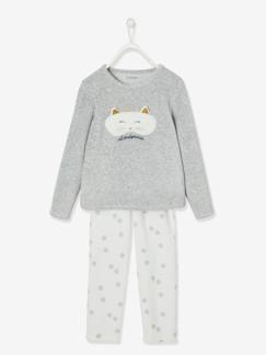 -Pijama de terciopelo "máscara de gato" para niña