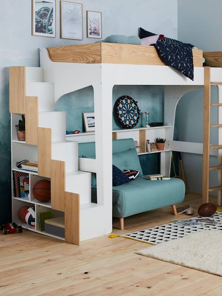 Escalera con organización para cama combinada EASYSPACE Blanco claro liso 