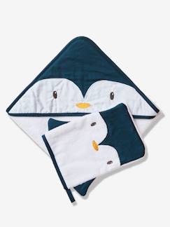 Textil Hogar y Decoración-Ropa de baño-Conjunto de capa de baño + manopla Pingouin