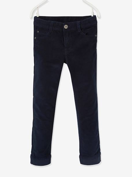 Pantalón slim de pana, para niño AZUL OSCURO LISO CON MOTIVOS+BEIGE MEDIO LISO CON MOTIVOS 