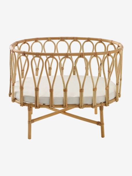 Cama de ratán para muñecas beige 