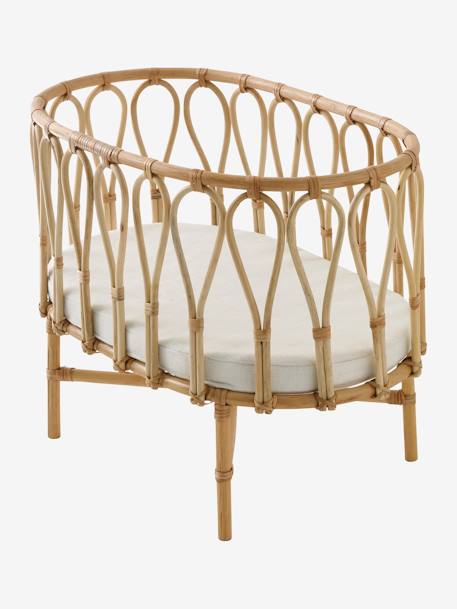 Cama de ratán para muñecas beige 