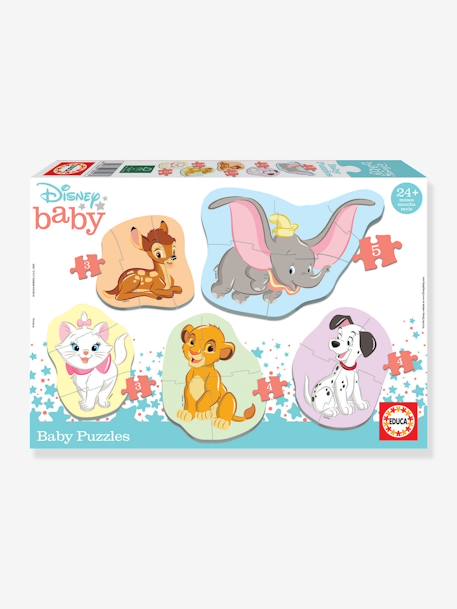 Lote de 5 puzzles progresivos de 3 a 5 piezas Disney® Animals 2 EDUCA AZUL CLARO LISO CON MOTIVOS 