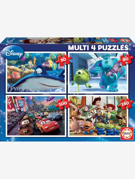 Lote de 4 puzzles progresivos de 50 a 150 piezas Multi 4 Disney® Pixar EDUCA AZUL OSCURO LISO CON MOTIVOS 