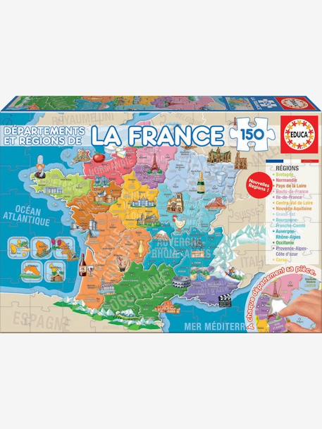 Puzzle 150 piezas Departamentos y regiones de Francia EDUCA AZUL MEDIO LISO CON MOTIVOS 