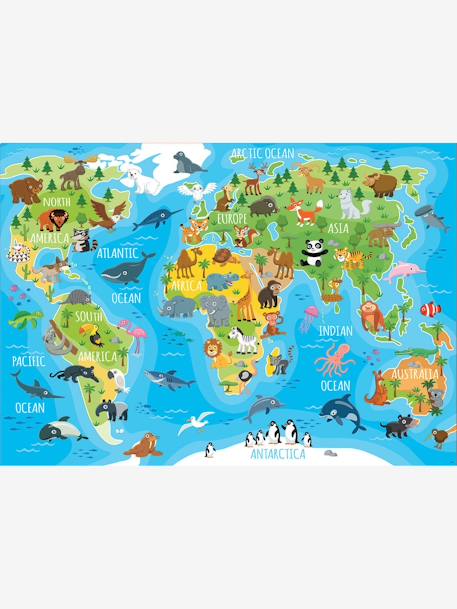 Puzzle 150 piezas Mapamundi Animales EDUCA AZUL MEDIO LISO CON MOTIVOS 