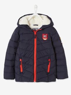 Chaqueta acolchada de esquí con capucha y forro de sherpa, para niño