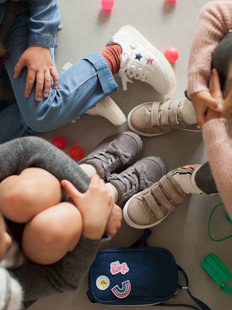 Zapatillas de pana para niña GRIS MEDIO LISO 