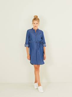 Vestidos y faldas-Vestido para embarazo de denim ligero