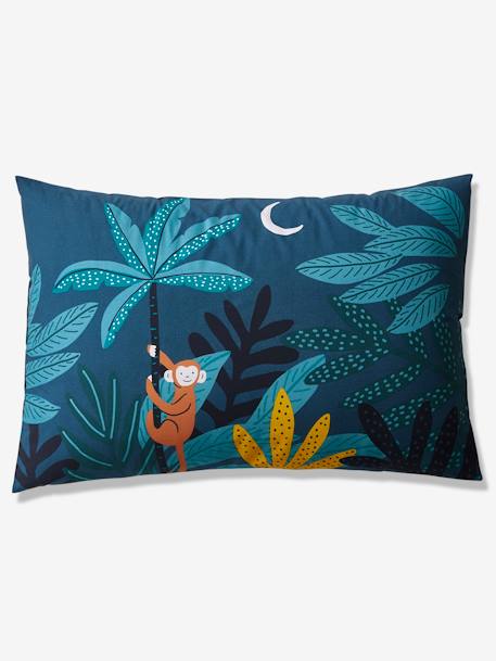 Conjunto de funda nórdica + funda de almohada infantil Jungle Night AZUL OSCURO LISO CON MOTIVOS 