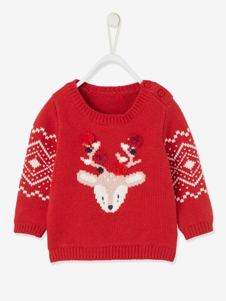 Jersey unisex de Navidad con reno para bebé ROJO OSCURO LISO CON MOTIVOS 