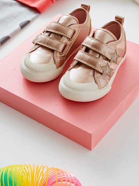 Zapatillas con tira autoadherente para niña especial autonomía ROSA CLARO METALIZADO 