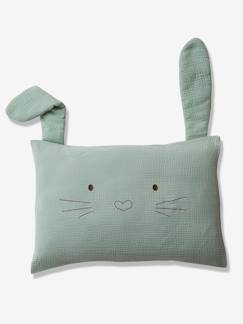 OEKO-TEX®-Funda de almohada de gasa de algodón para bebé Conejo Verde