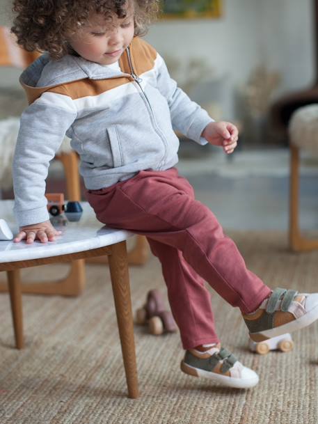 Chaqueta con cremallera y capucha bebé niño MARRON CLARO LISO CON MOTIVOS+verde agua 