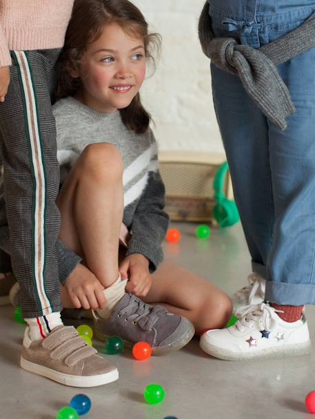 Zapatillas de pana para niña GRIS MEDIO LISO 