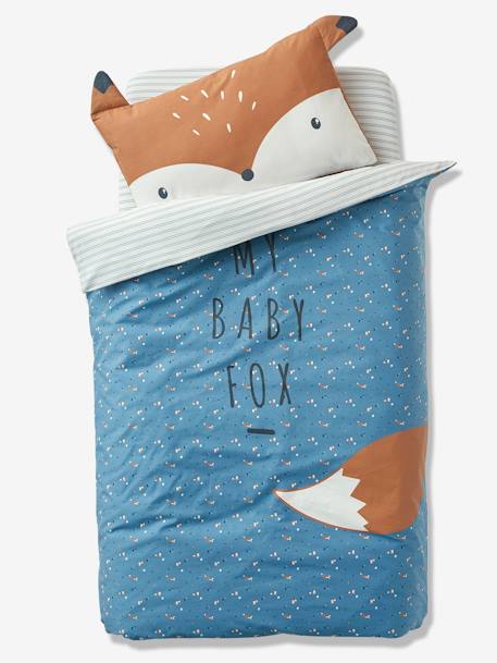 Funda nórdica para bebé Baby Fox AZUL MEDIO LISO CON MOTIVOS 