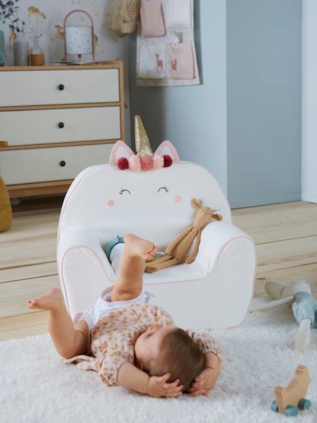 Sillón de espuma personalizable Unicornio BLANCO CLARO LISO CON MOTIVOS 