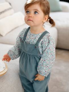 Conjunto de blusa y peto de pana para bebé niña