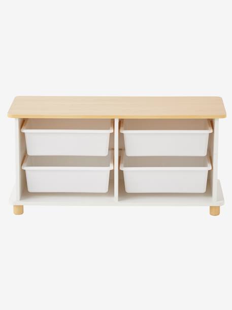 Mueble para organización + cajas de plástico Ptilou BLANCO CLARO LISO 