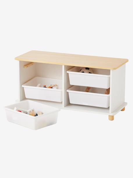 Mueble para organización + cajas de plástico Ptilou BLANCO CLARO LISO 