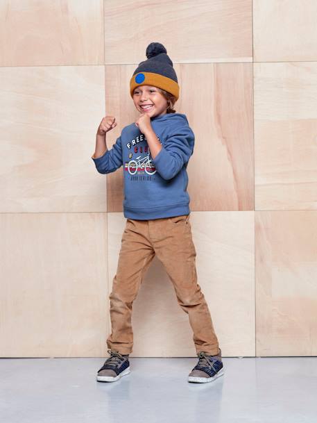 Pantalón slim de pana, para niño AZUL OSCURO LISO CON MOTIVOS+BEIGE MEDIO LISO CON MOTIVOS 