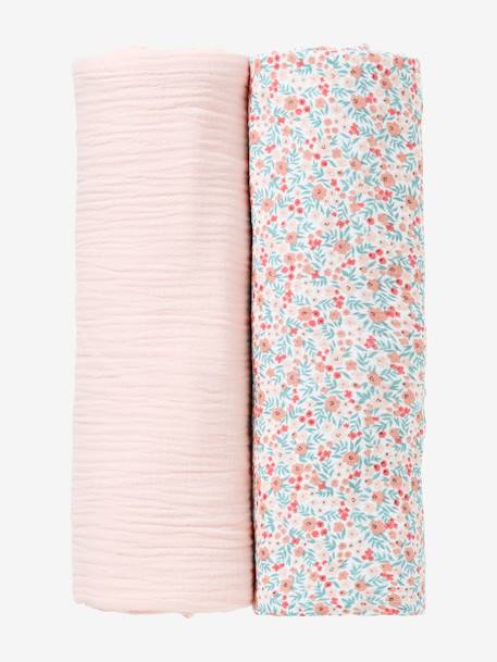 Pack de 2 swaddles AZUL OSCURO ESTAMPADO+ROSA CLARO LISO 