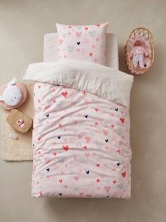 Textil Hogar y Decoración-Ropa de cama niños-Fundas nórdicas-Conjunto de funda nórdica + funda de almohada infantil Corazones en Fiesta, Basics