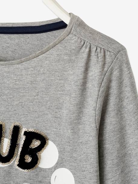 Camiseta de manga larga 'Club des Sirènes' con detalles fantasía, para niña GRIS CLARO LISO CON MOTIVOS 