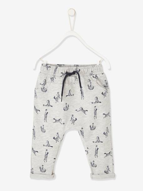 Pantalón de felpa para bebé niño GRIS CLARO JASPEADO 