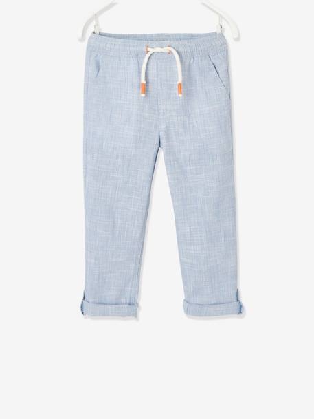 Pantalón remangable como pantalón pesquero de tejido ligero, para niño AZUL CLARO LISO CON MOTIVOS+beige jaspeado 