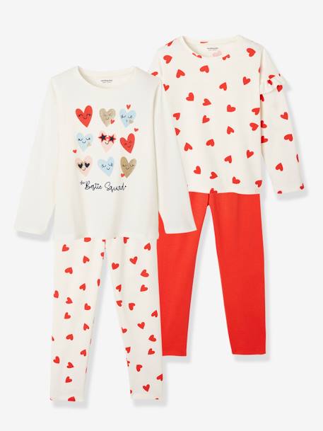 Pack de 2 pijamas corazones BLANCO CLARO LISO CON MOTIVOS 